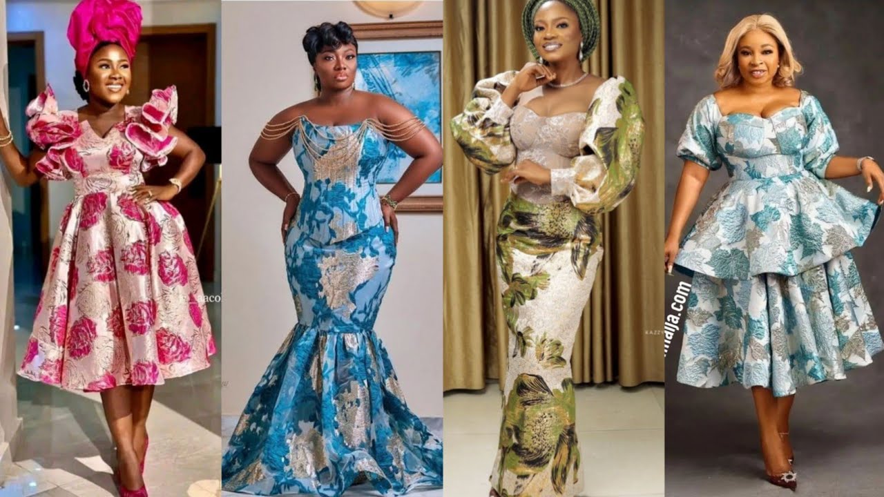 DAMASK BROCADE DRESSES STYLES,BROCADE STYLES,ASOEBI BROCADE STYLES FOR FASHIONABLE LADIES - YouTube