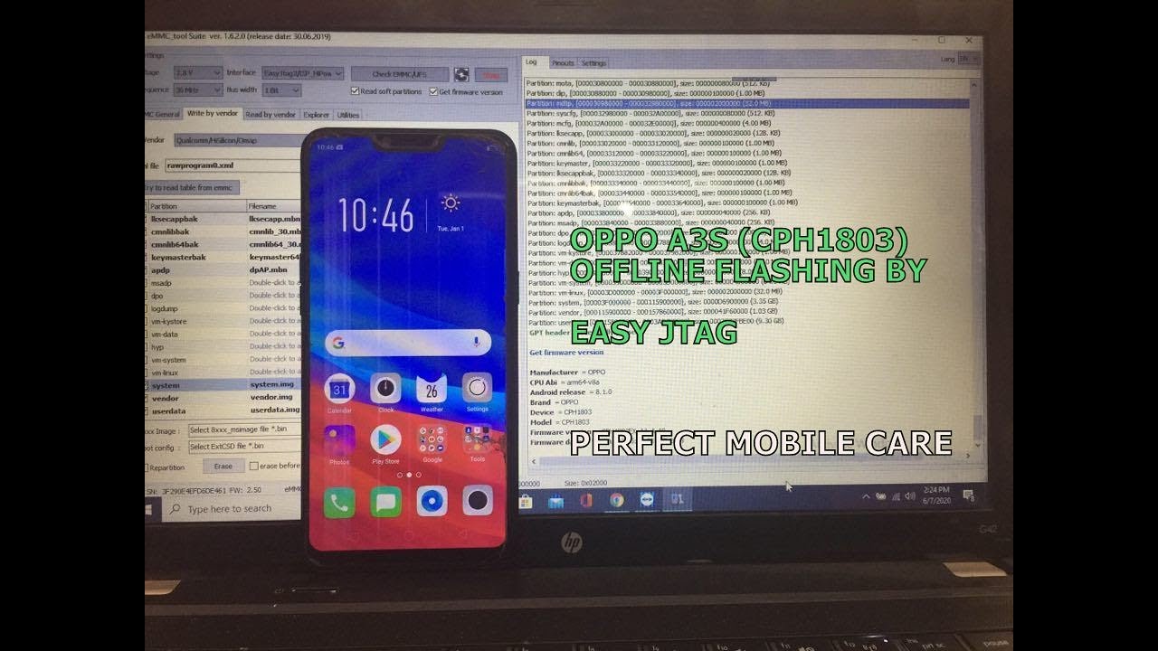 Oppo A3s (Cph1803) Offline Flash By Easy Jtag Box