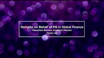 Remarks on Behalf of MS in Global Finance | NYU Stern Executive Programs Class of 2020 Celebration