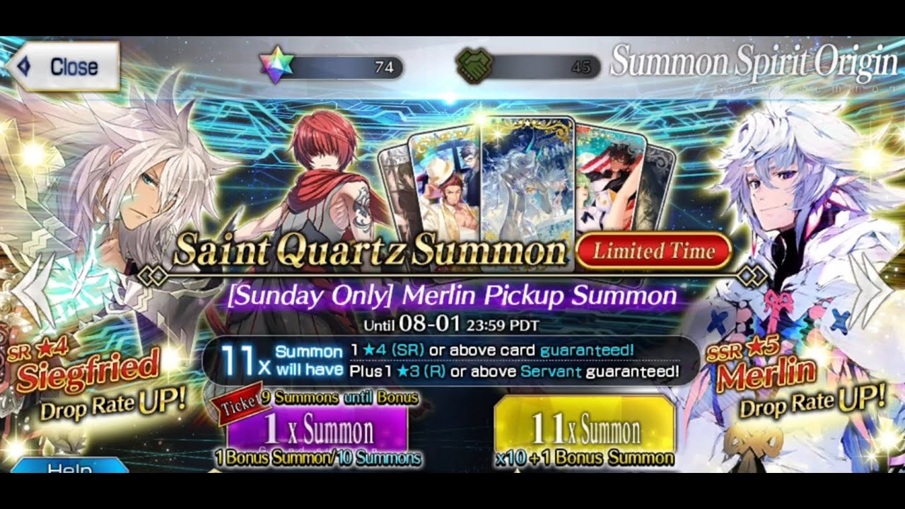 [FGO] Summer 4 - Can I pull Merlin with 72 SQ + 6 tickets?
