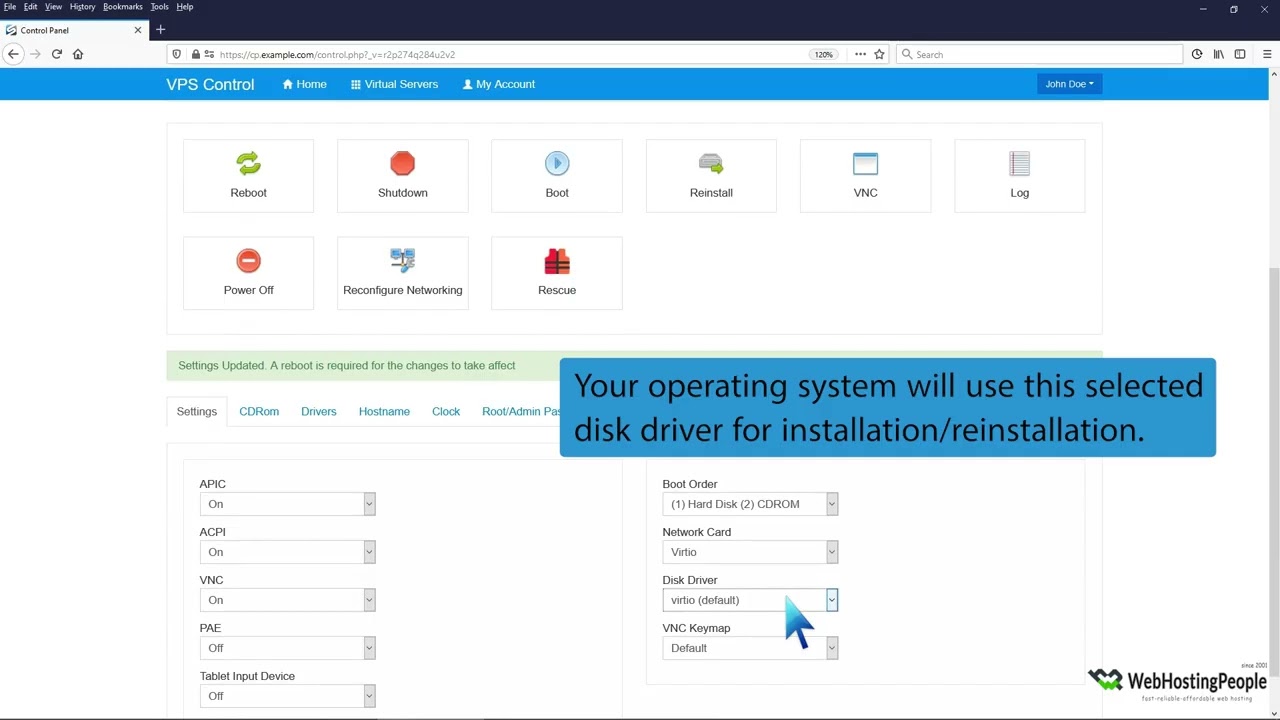 How to Change the Disk Driver to Virtio or IDE in SolusVM   WebHostingPeople
