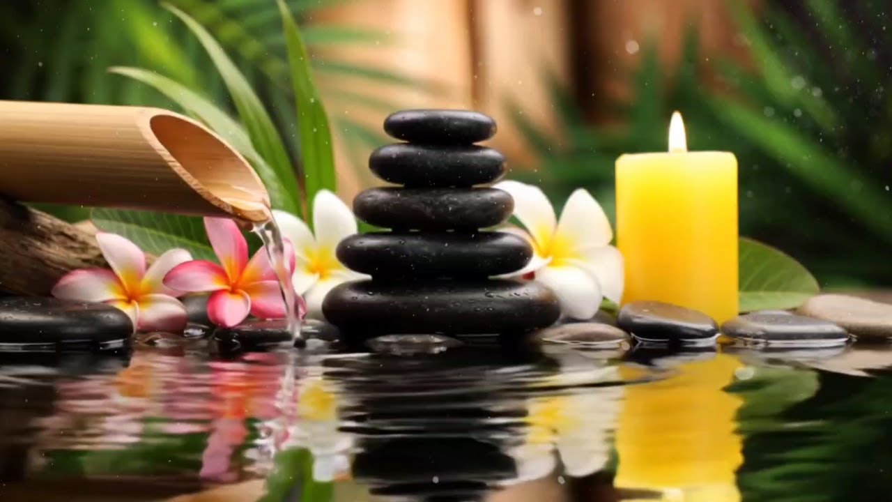 Relaxing Sleep Music + Bamboo Water Sounds 🌺 Insomnia Relief, Calm Anxiety and Sleep Instantly