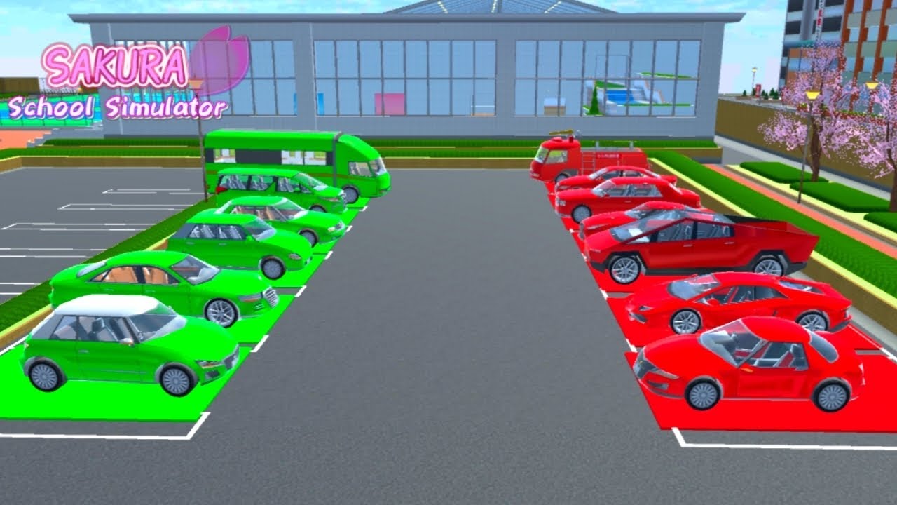 ALL RED 🔴 & GREEN 🟢 CAR COLLECTION AT SCHOOL GATE 😱🤯 | Sakura School Simulator 🚔😨✅