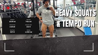 440 lb Squats & 10 Mile Tempo Run || Sub 3 Marathon Prep