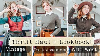 Thrift Haul   Lookbook! // Vintage, Dark Academia, and Wild West Thrift Try On