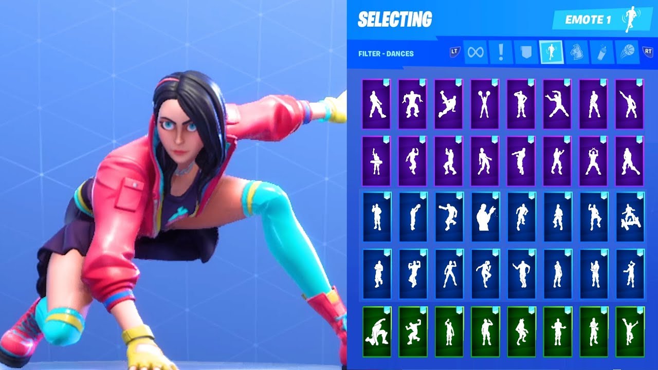🔥 ROX PINK/TEAL STAGE 1 SKIN SHOWCASE WITH ALL FORTNITE DANCES & EMOTE...
