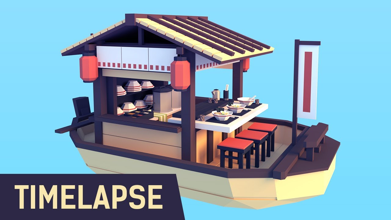 Low Poly Timelapse Ramen Boat YouTube