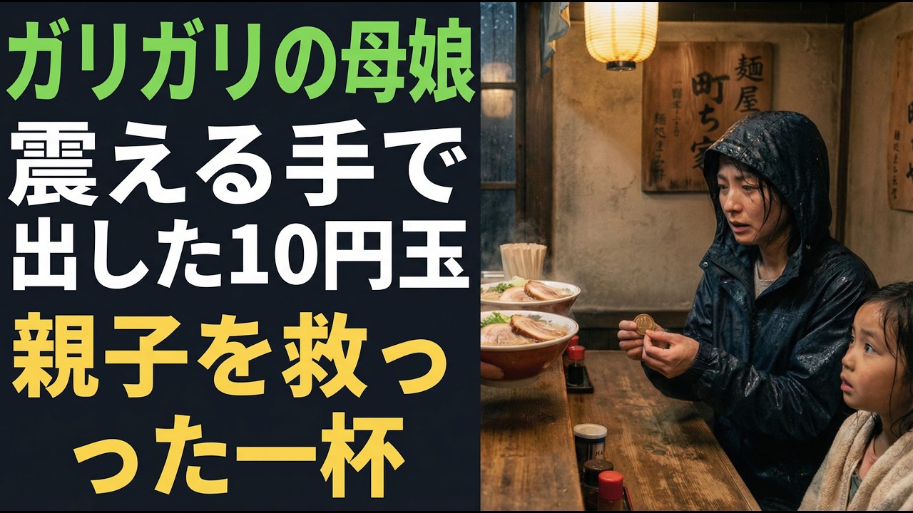 【号泣】「10円でスープだけいただけませんか？」借金3000万で廃業寸前のラーメン屋が、ずぶ濡れの母娘にとった衝撃の行動…