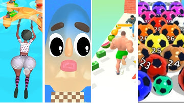 Marble Run 3D, Sandwich Runner, Twerk Race 3D, Battery Run, Muscle Rush I All level gameplay Android