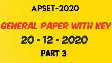 APSET 2021 General Paper 1 with key which has held on 20th December 2021 | AP SET 2021 Paper 1 Key