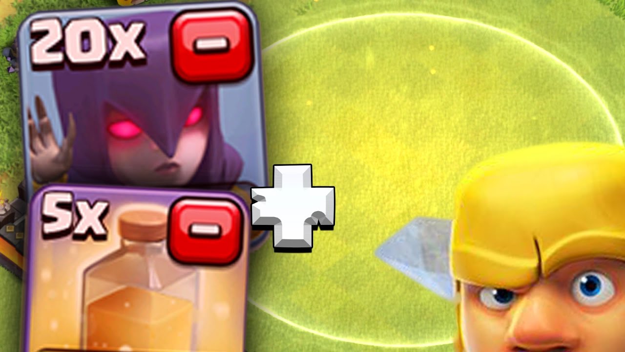 MY LAYOUT vs 20 WITCHES! ...And 5 HEALS?! (Clash of Clans) dark elixir farming th10