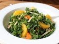 Raw Kale Salad - Sliced Raw Kale with Apples, Oranges, Persimmons & Nuts