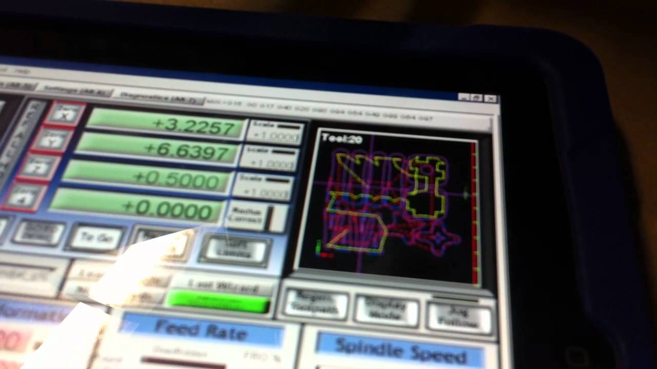 First TEST run CNC Router using ipad as controller touchscreen - YouTube