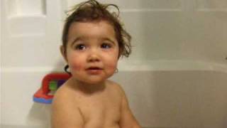 Maya's first bath after her PEG tube placement