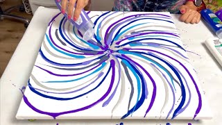 Pinwheel Dutch Pour with BEAUTIFUL Cells, acrylic paint pouring, abstract fluid art
