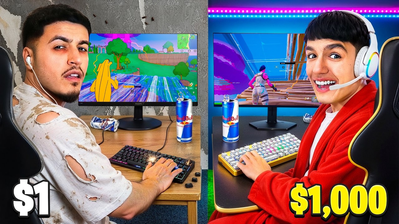 We Built A $1 VS $1,000 Gaming Setup To Play Fortnite!
