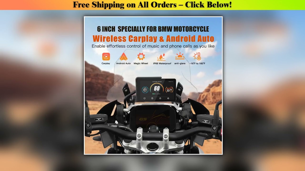 CARABC 6" MB6 Motorcycle Navigation Wireless Carplay Android Auto For BMW F750GS XR M1000 R1200GS