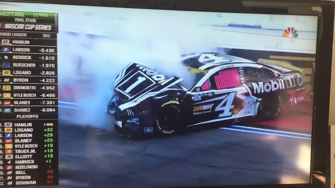 Kevin harvick lock the brakes up and hit the wall