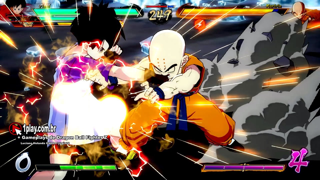 Dragon Ball Fighter Z! Videl (Dupla Saiyaman) Vs. Kuririn (Semente dos Deuses) West City Stage!