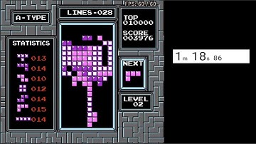 [World Record] 100 Lines 0 Start NES Tetris Speedrun