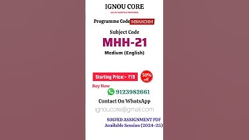 MHH 21 Solved Assignment PDF 2024-25 in English, MBAHCHM  program MHH-21 Solved assignments