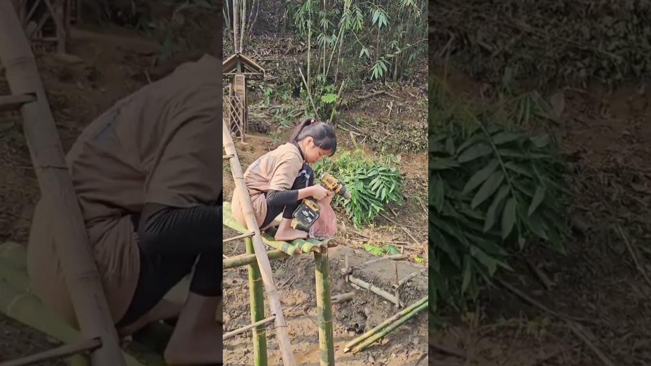 TIMELAPSE 56 days alone designing and building a super beautiful bamboo house on a fish pond