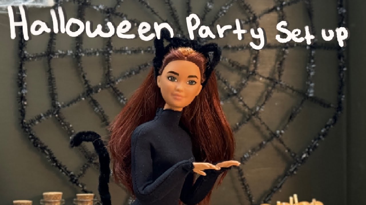 Barbie -  Setting up Barbie doll Aesthetic Halloween party plus EASY DIY Costume | Ken & Barbie