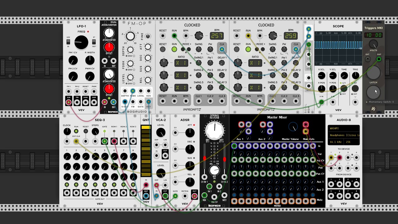 VCV Rack experiment out of phase clock gates YouTube