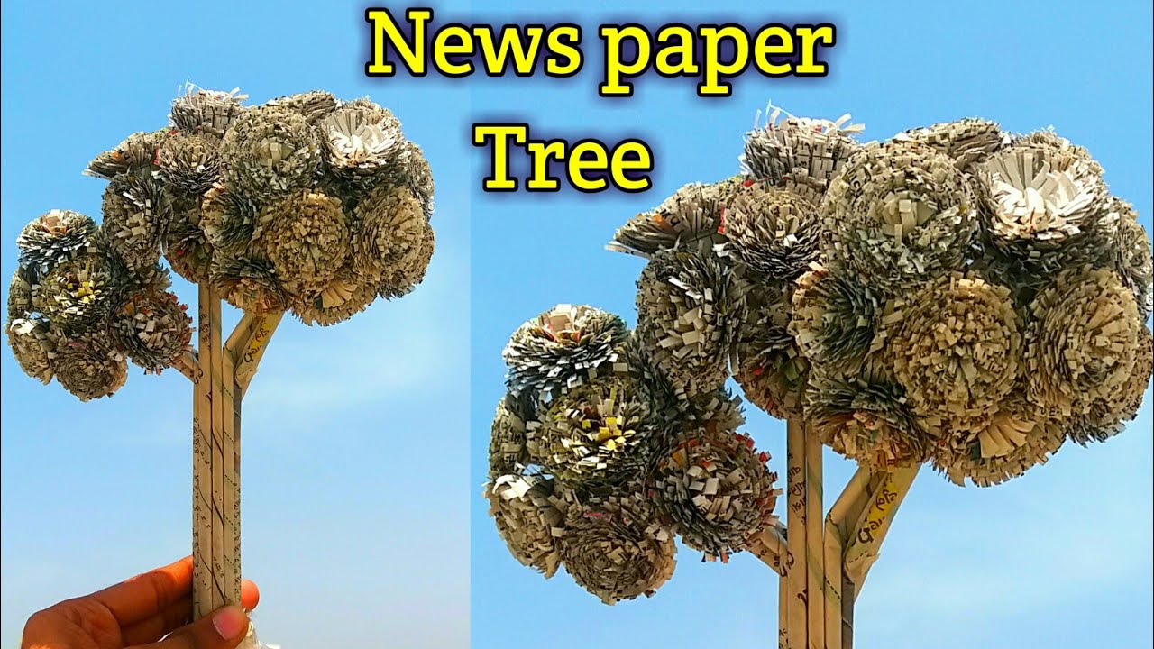 Diy newspaper tree how to make news paper tree nespaper se phed kese