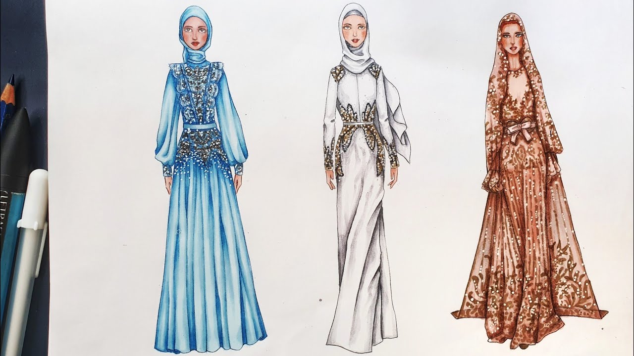 Cara Menggambar Desain Baju Pengantin Untuk Pemula Wedding Gown Fashion Illustration Easy 2 YouTube