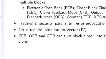 Symmetric Key Encryption and Authentiction (ITS335, Lecture 4, 2013)