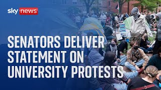 Senators deliver statement on university protests
