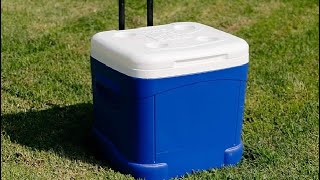 Igloo Ice Cube Wheeled Roller Cooler Review, Guess how many soda cans can inside