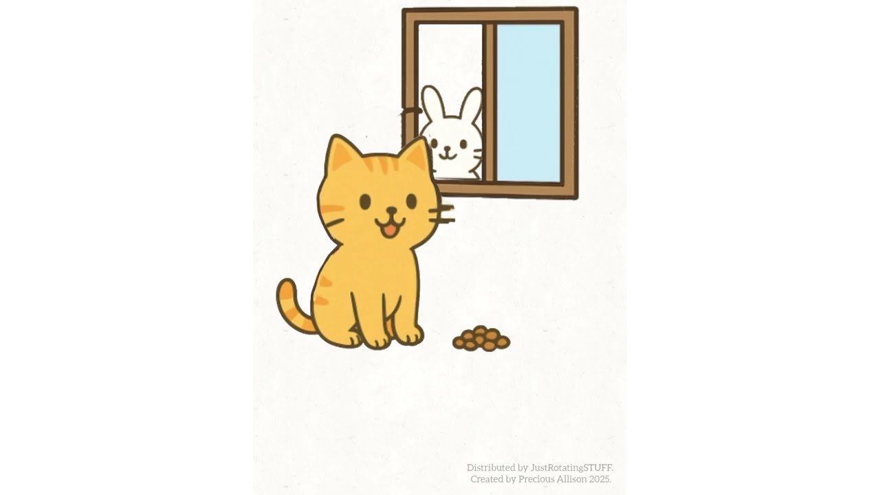 Naughty rabbit throws food at the cats windows. Episode 21. 