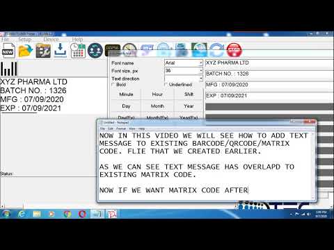 HOW TO ADD TEXT TO EXISTING BAR CODE MESSAGE