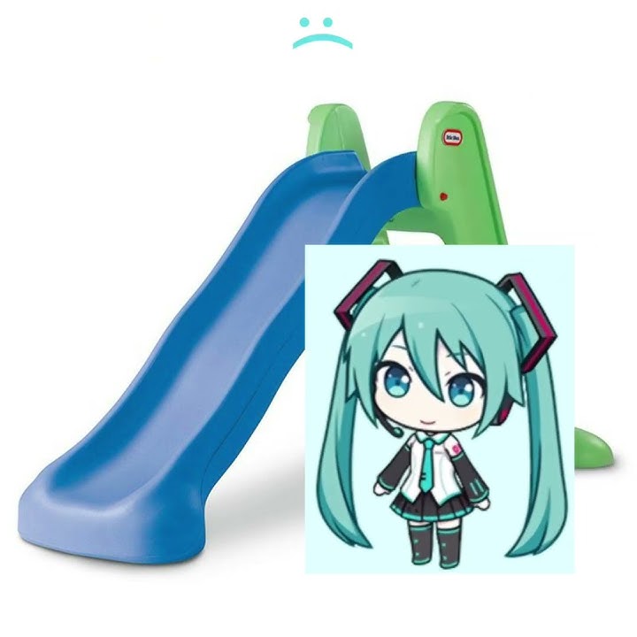 Miku goes down the slide!