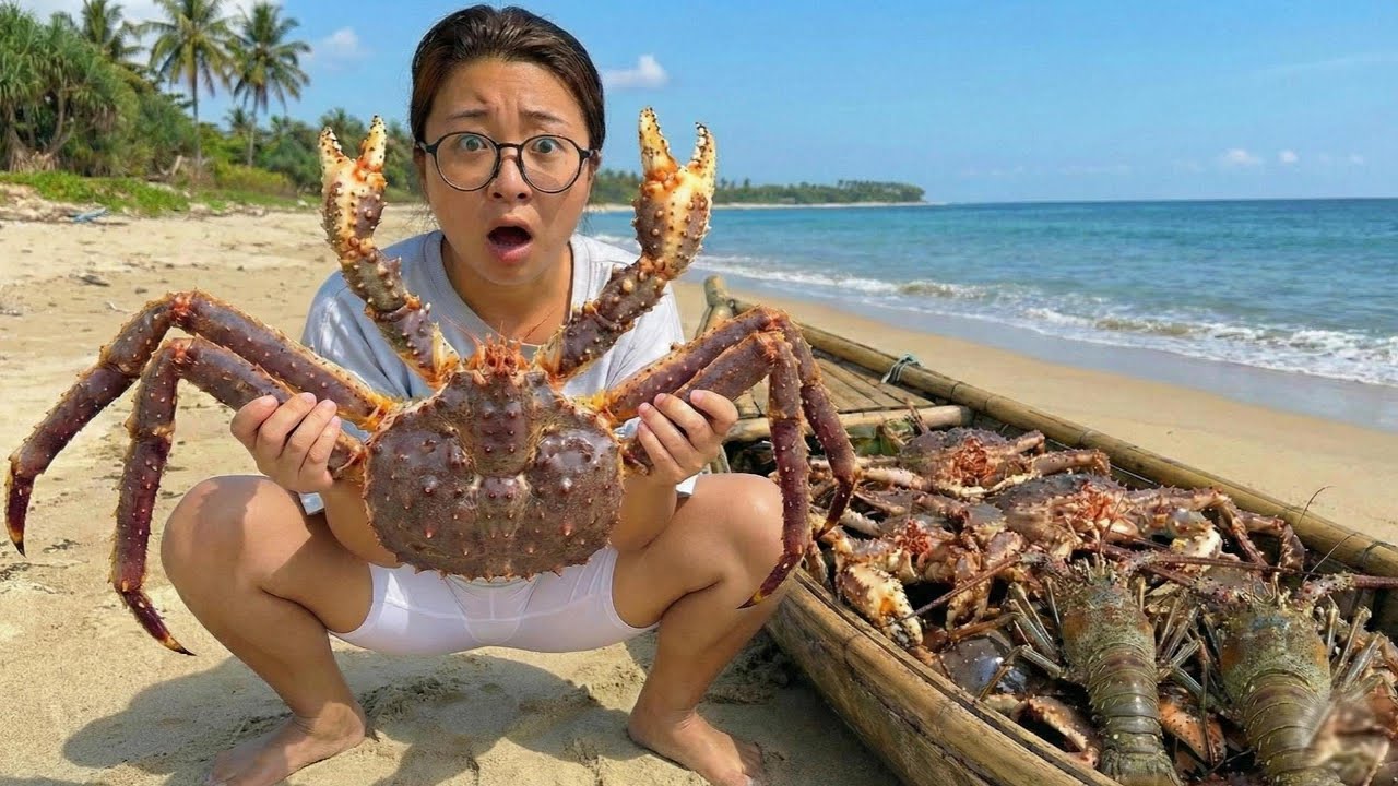 Thử Thách Sinh Tồn Trên Đảo Hoang - Bắt Bào Ngư Và Tôm Hùm Khổng Lồ Dưới Đáy Biển Sâu