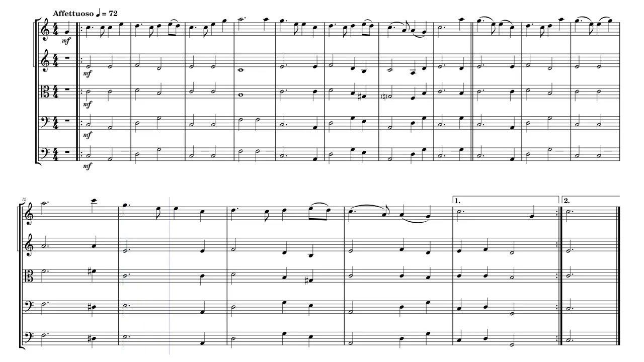 Auld Lang Syne - EASY String Quintet Sheet Music
