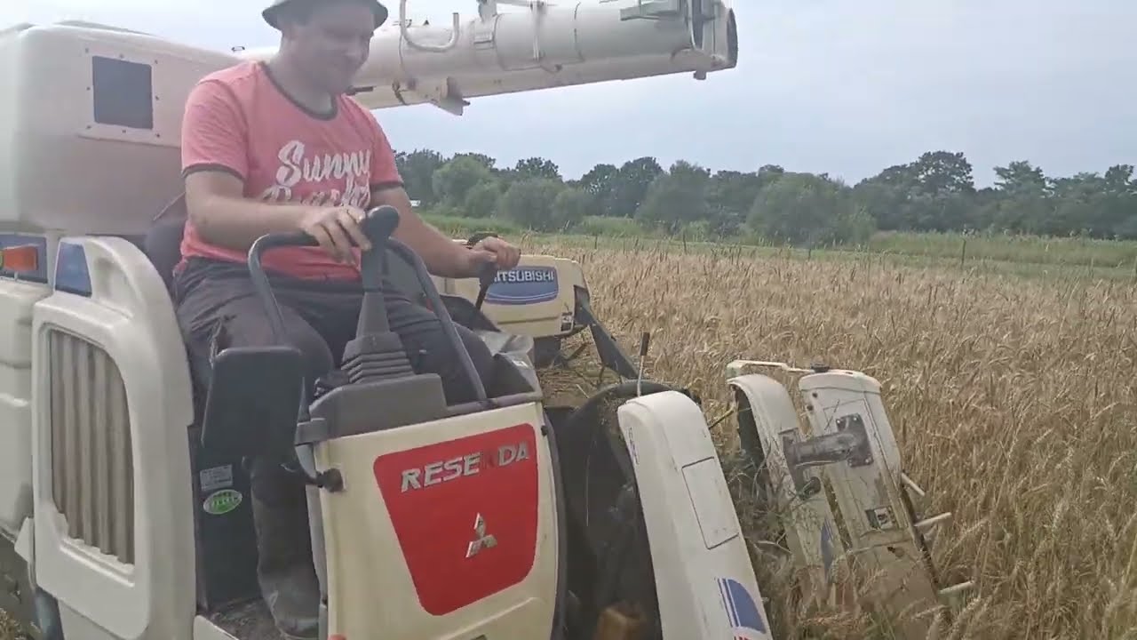 Японский комбайн митсубиси и уборка пшеницы
