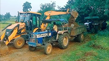 Jcb 3dx Eco excellence Backhoe Machine Loading Red Mud In 2 Eicher and Swaraj Tractor | Jcb Video