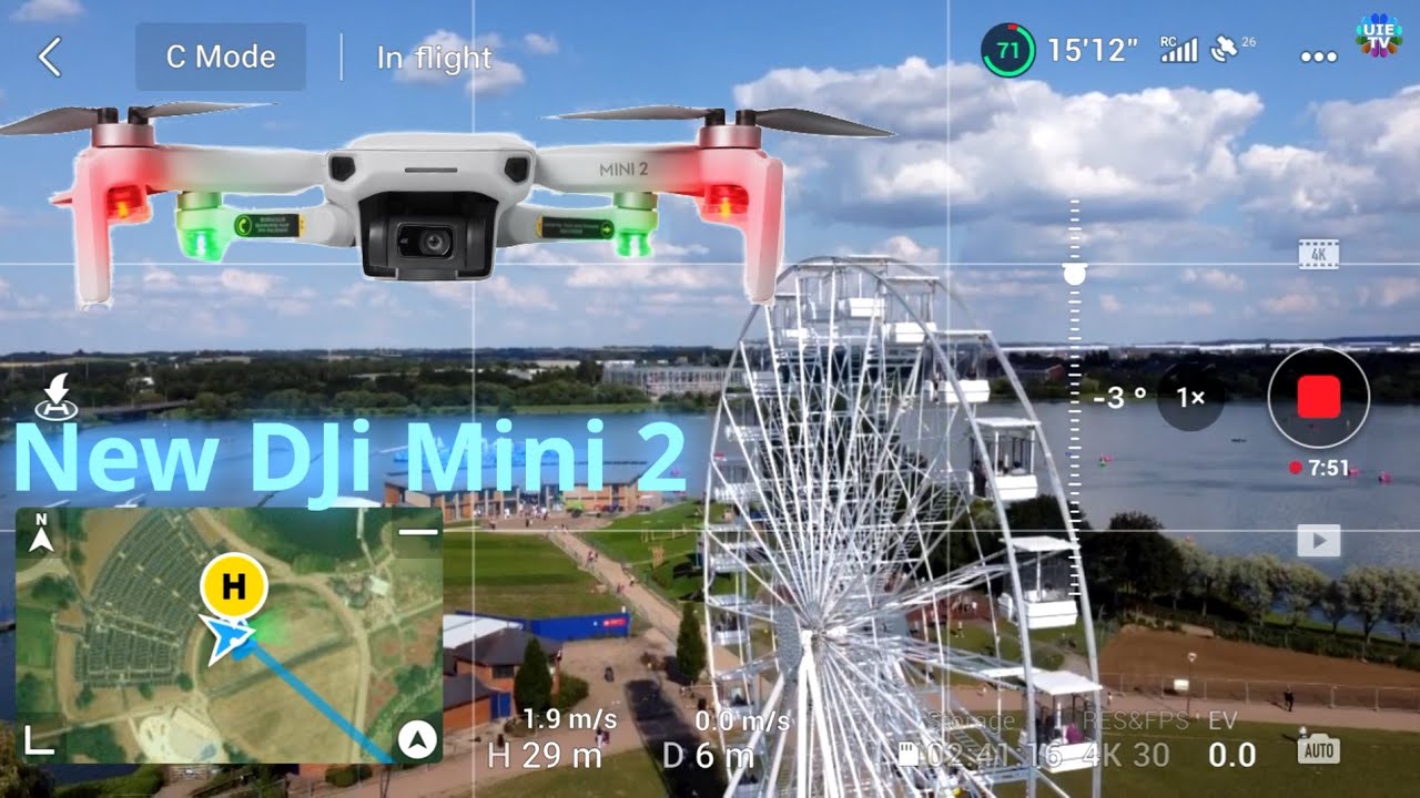 Willen Lake Milton Keynes England, New 2021 DJi MAvic Mini 2 Updated Mobile App Screen Recording