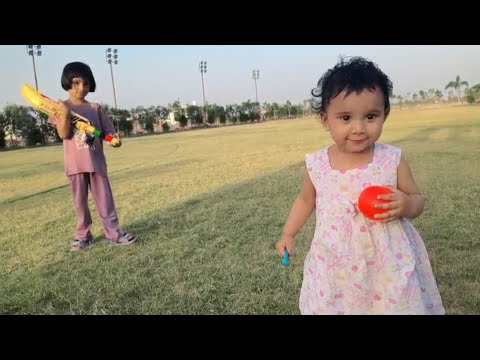 Hiba And Hania Playing Cricket at Nani Ke Ghar