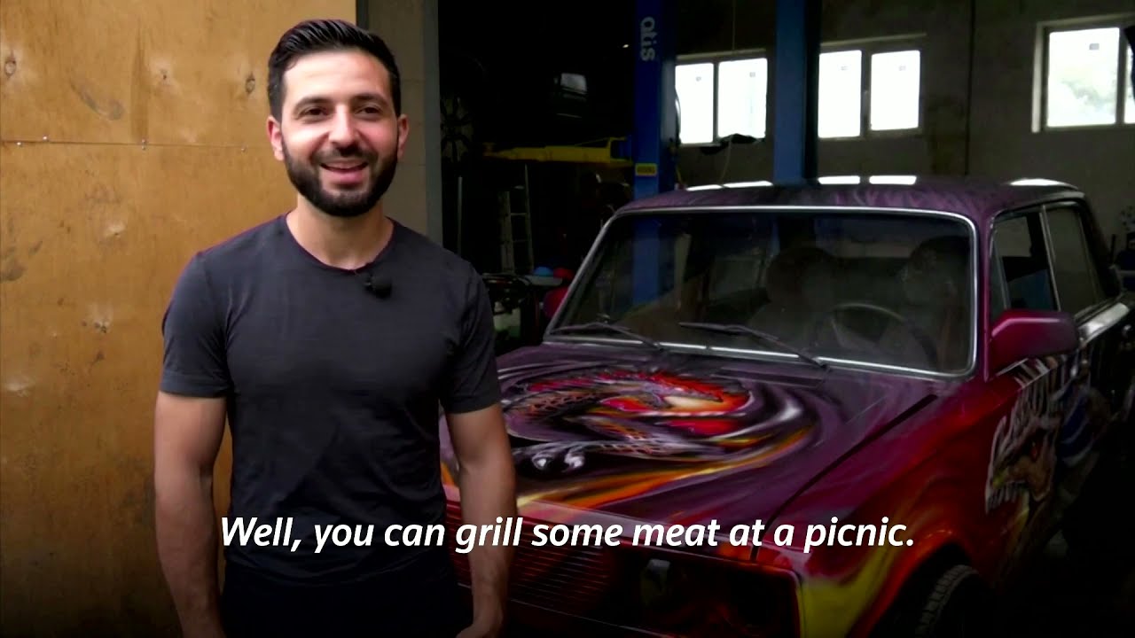Russian mechanic turns his car into fire-spitting destroyer