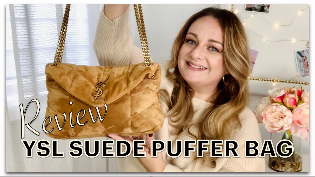 Puffer Toy Mini Suede Shoulder Bag in Brown - Saint Laurent