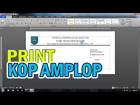 Cara membuat dan print kop Amplop Surat (Microsoft Word)