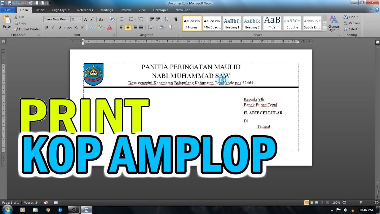 Cara Membuat Dan Print Kop Amplop Surat Microsoft Word 