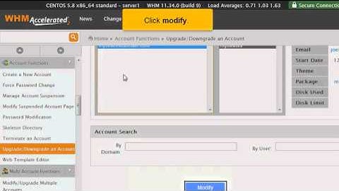 How to upgrade or downgrade a hosting account in WHM