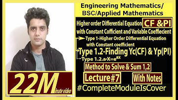 Type 1.2.a-Finding Yc and Yp|Sum 1,2|Linear Differential Equation with Constant Coefficient-CF & Pi