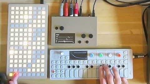 Live session with Monome Norns, Grid, Op-1, tape and Ableton
