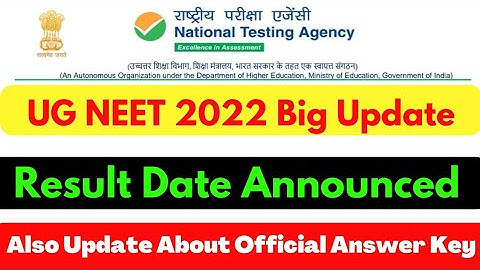 UG Neet 2022 Result Date Announced by NTA | Official Answer Key
